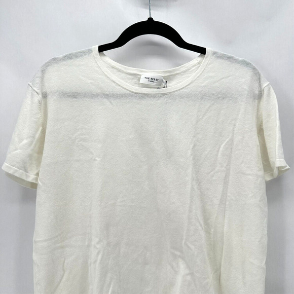 The Reset R Label Everyday Knit Tee Size M White Linen Boxy Fit Sheer Preppy NWT - Picture 3 of 12